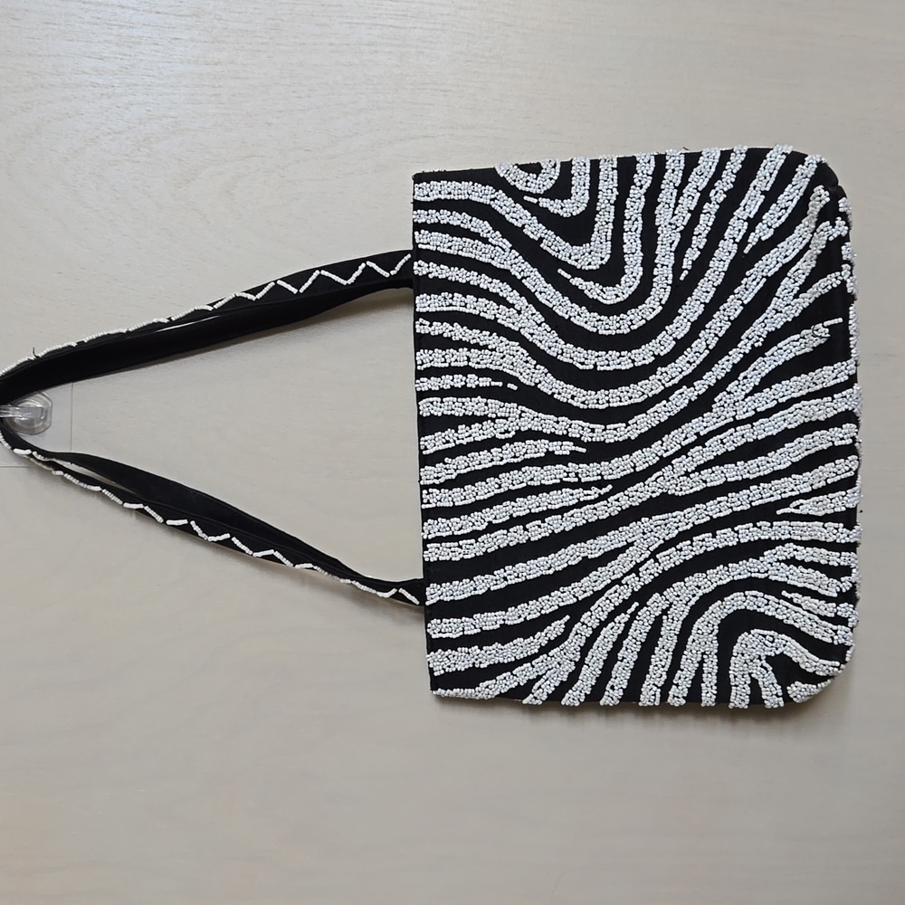 Beaded Zebra Style Purse